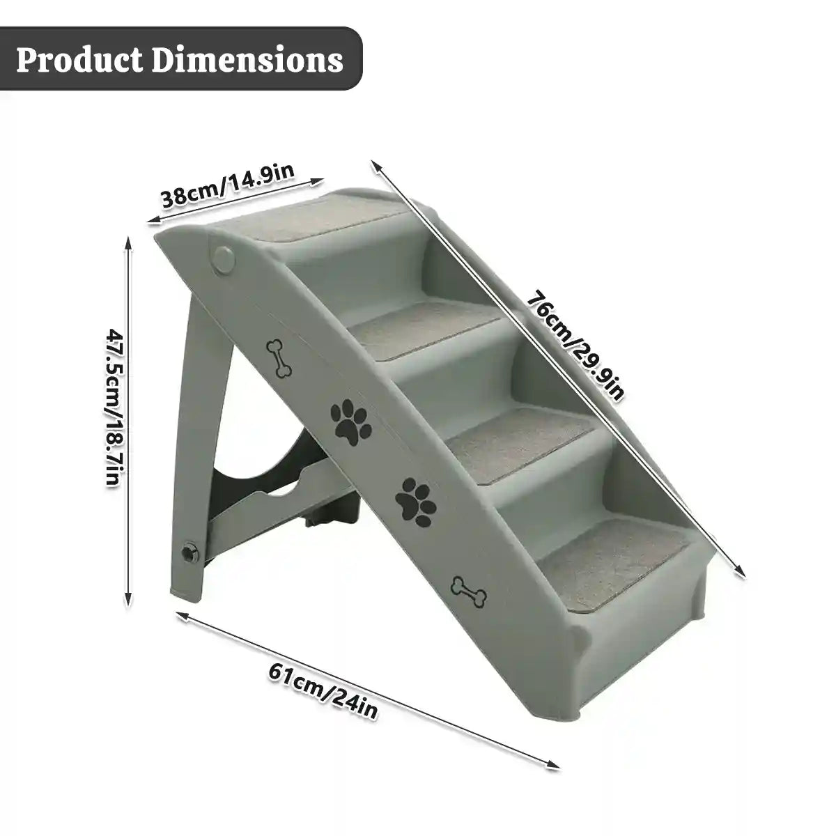 Foldable Pet Stairs with Non-Slip Surface for Dogs and Cats
