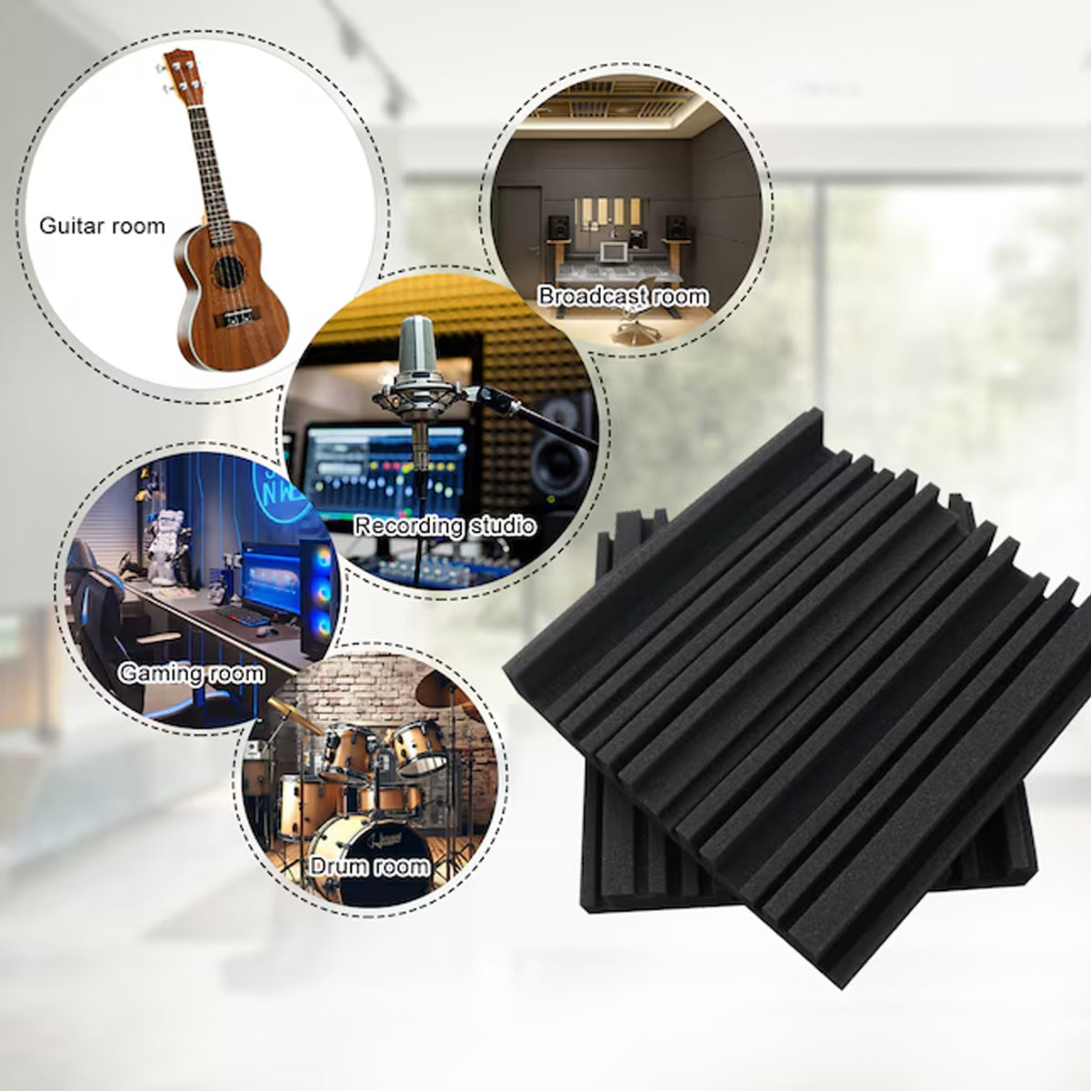 Acoustic Foam Panels 30×30×5cm Sound Absorbing (10 Pack)