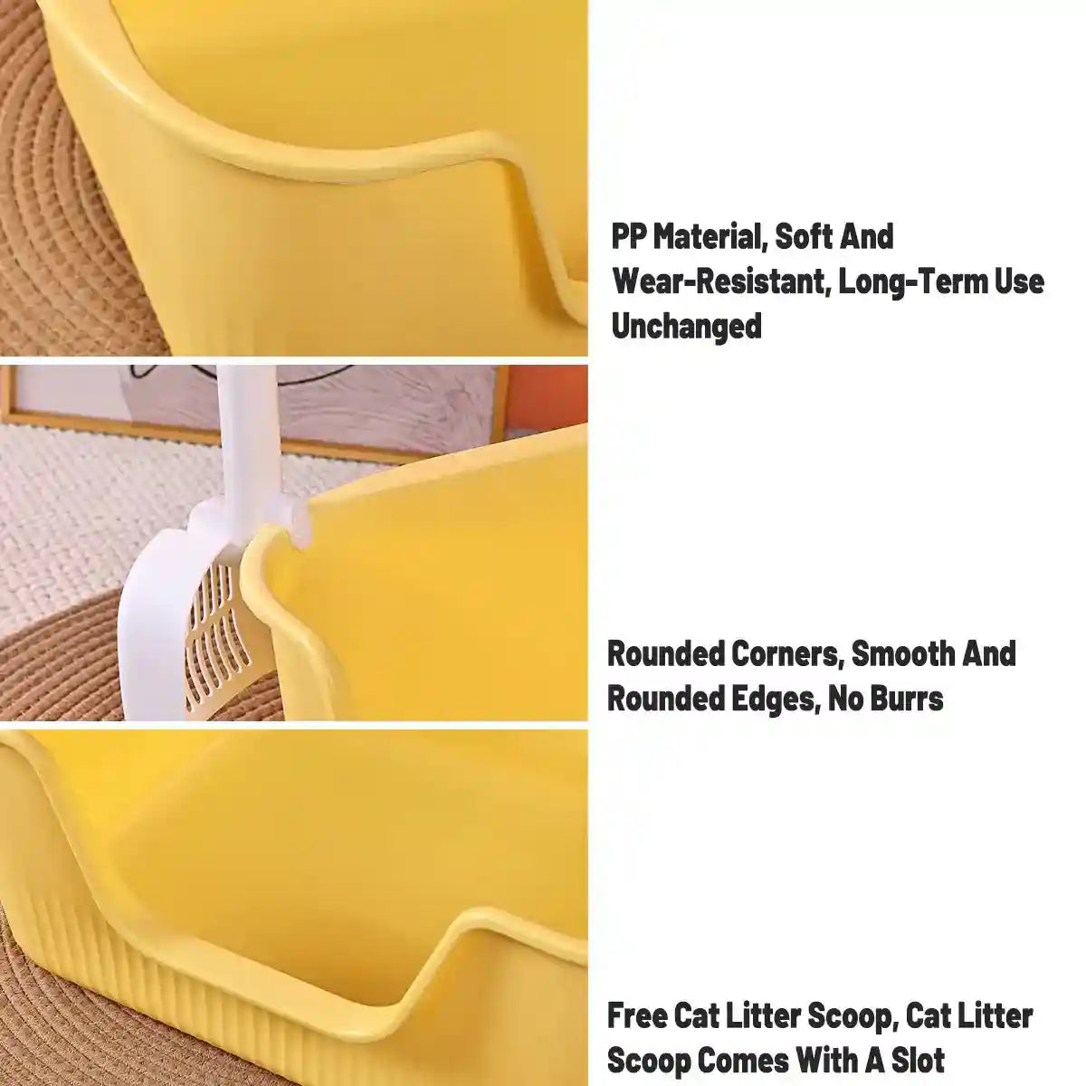 Semi-Enclosed Large Cat Litter Box for Multiple Cats Up to 15kg