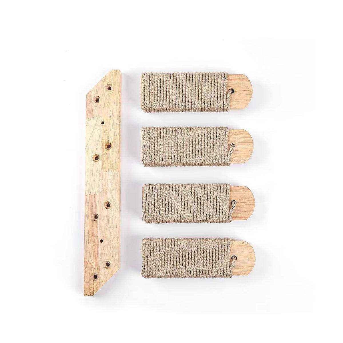 Wall-Mounted Cat Stairs Wooden Climbing Steps with Sisal for Cats