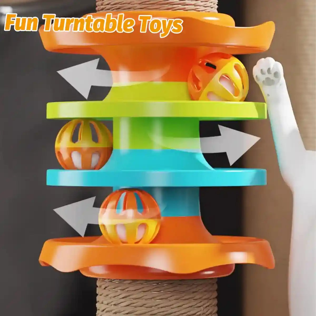 Multifunctional Cat Climbing Frame with Capsule Bed and Turntable Toys