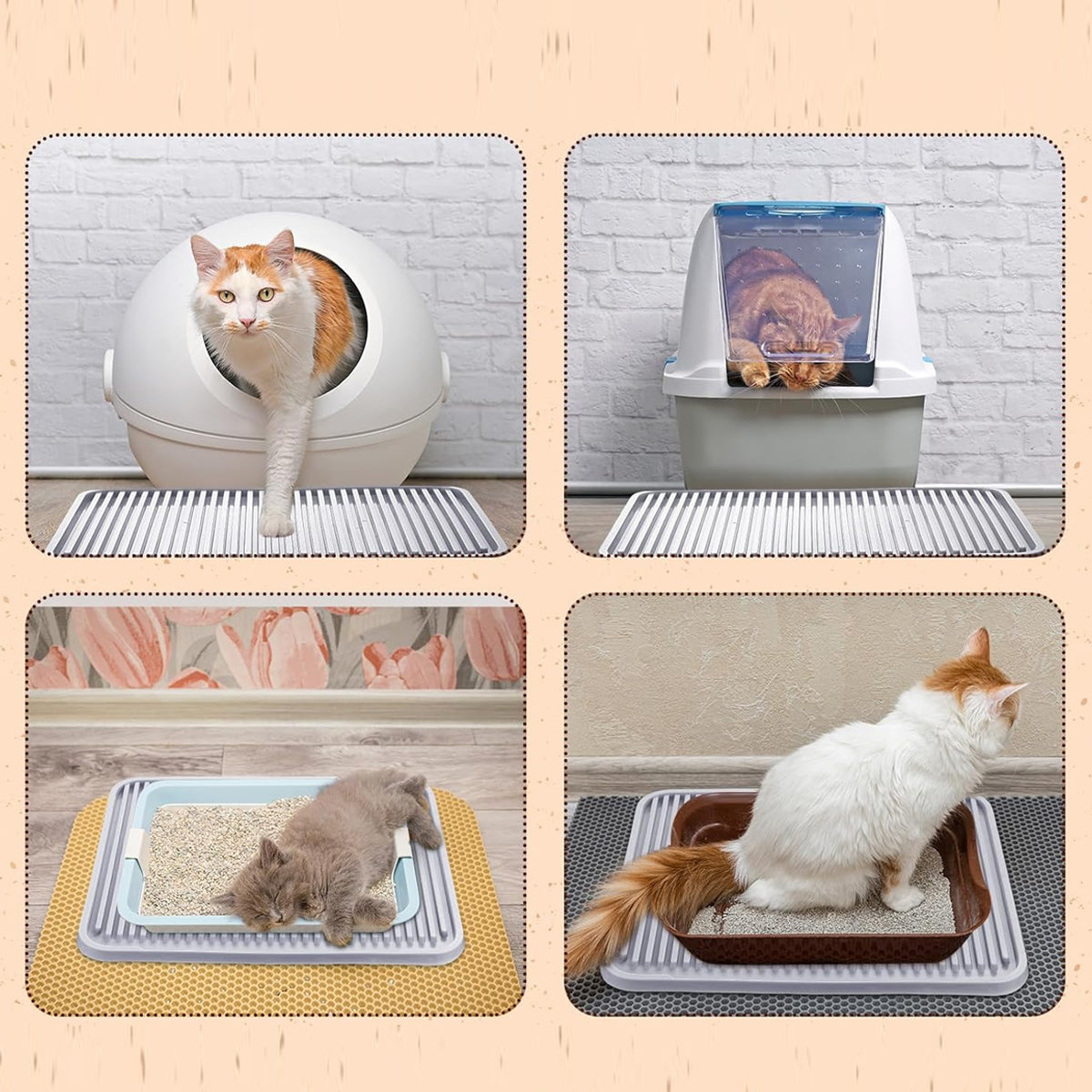 Anti-Tracking Cat Litter Mat Grey 43cm