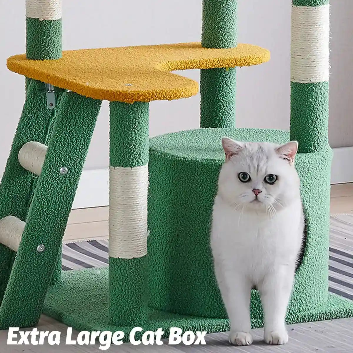 Cactus Cat Tree Tower with Capsule Bed and Multi-Level Scratching Posts