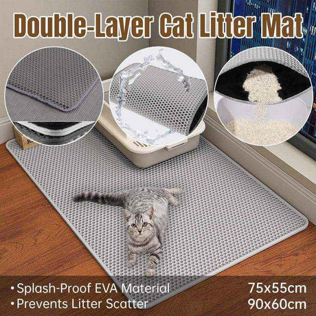 Double-layer cat litter mat â Waterproof, non-slip, and easy to clean.