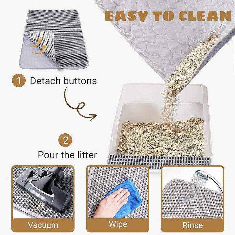 Double-Layer Cat Litter Mat Waterproof Non-Slip & Easy to Clean