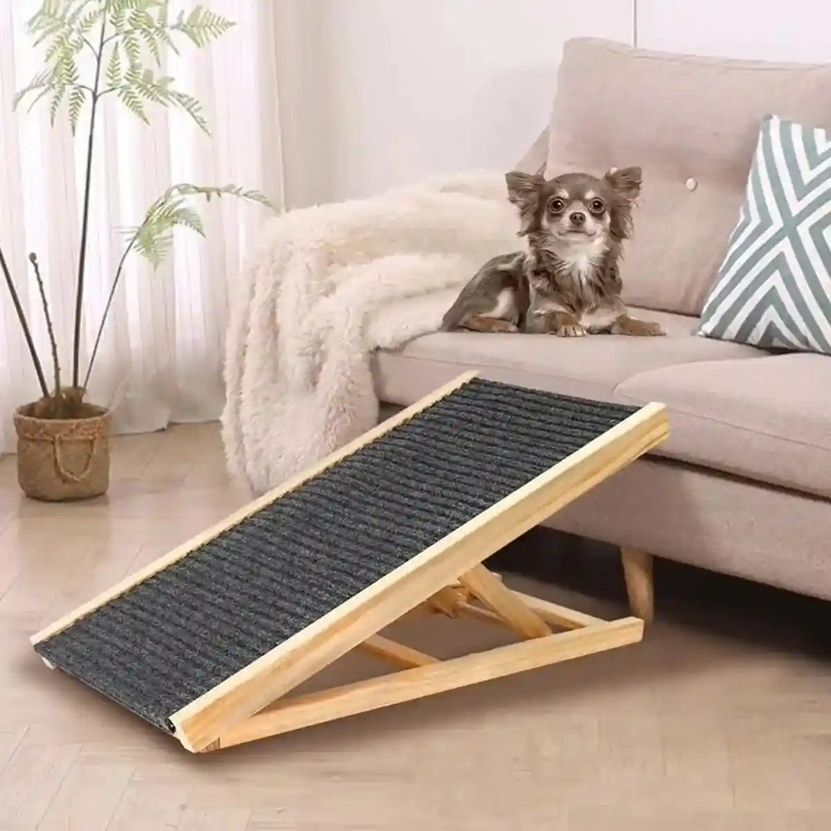 Adjustable Dog Ramp for Small Dogs Wooden Ramp with Non-Slip Surface
