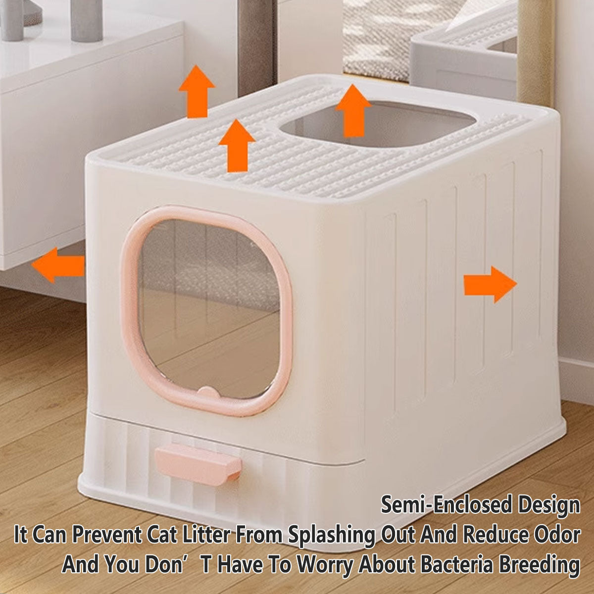 Enclosed Cat Litter Box With Pull-Out Tray