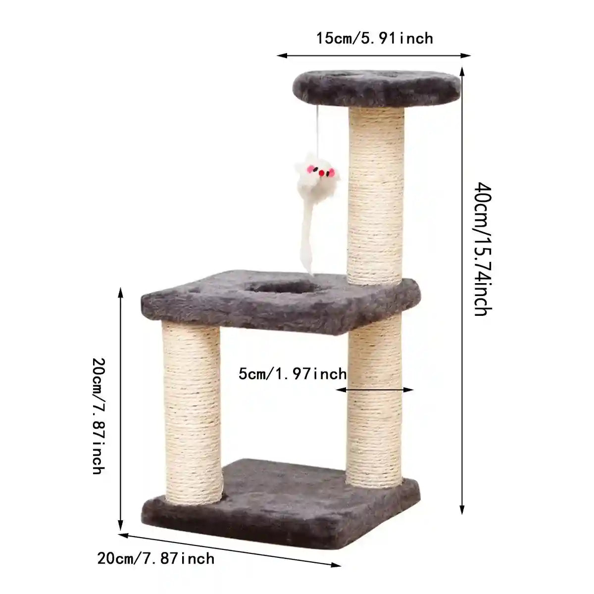 Compact Cat Climbing Post with Sisal and Hanging Toy for Kittens