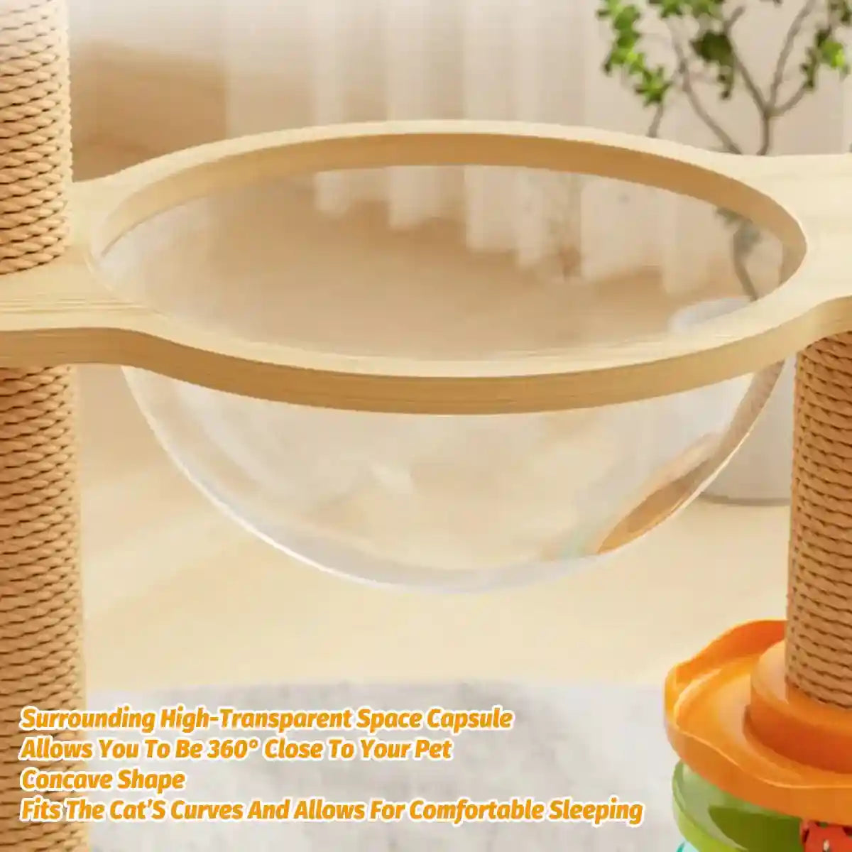 Multifunctional Cat Climbing Frame with Capsule Bed and Turntable Toys