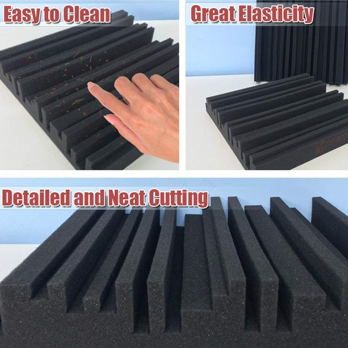 Acoustic Foam Panels 30×30×5cm Sound Absorbing (10 Pack)