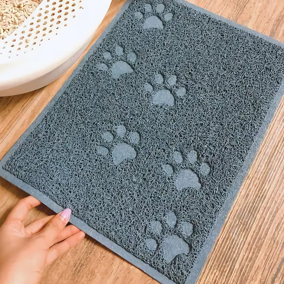 Pet Food Mat 2PCS Paw Print Design Non Slip Floor Feeding Mat for Dogs and Cats