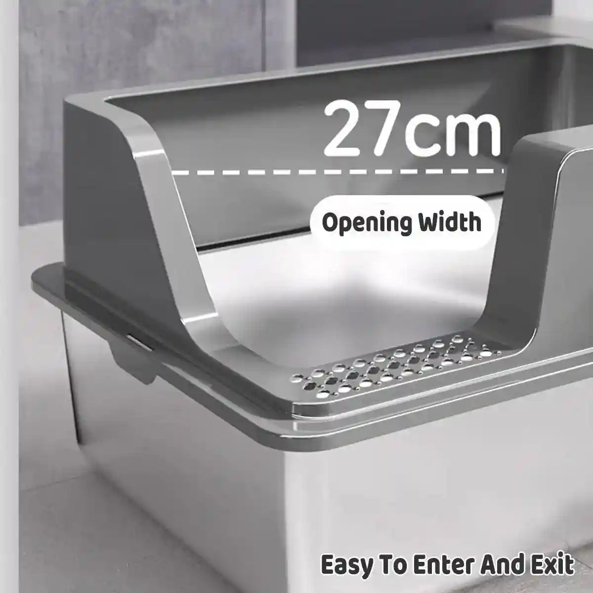 Raised Edge Cat Litter Box with Step Design for Easy Access