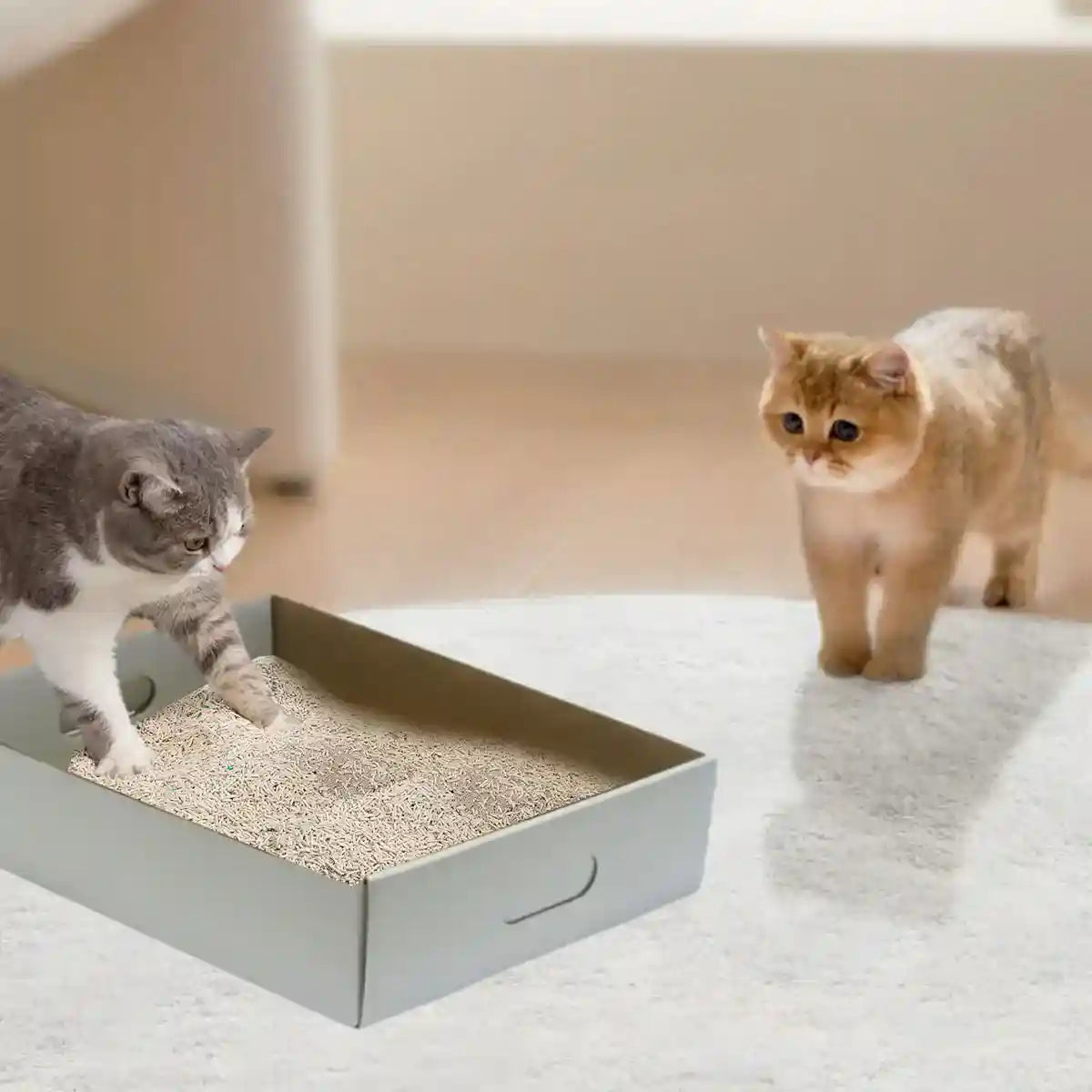 5PCS Foldable Disposable Cat Litter Boxes Waterproof Cardboard Design