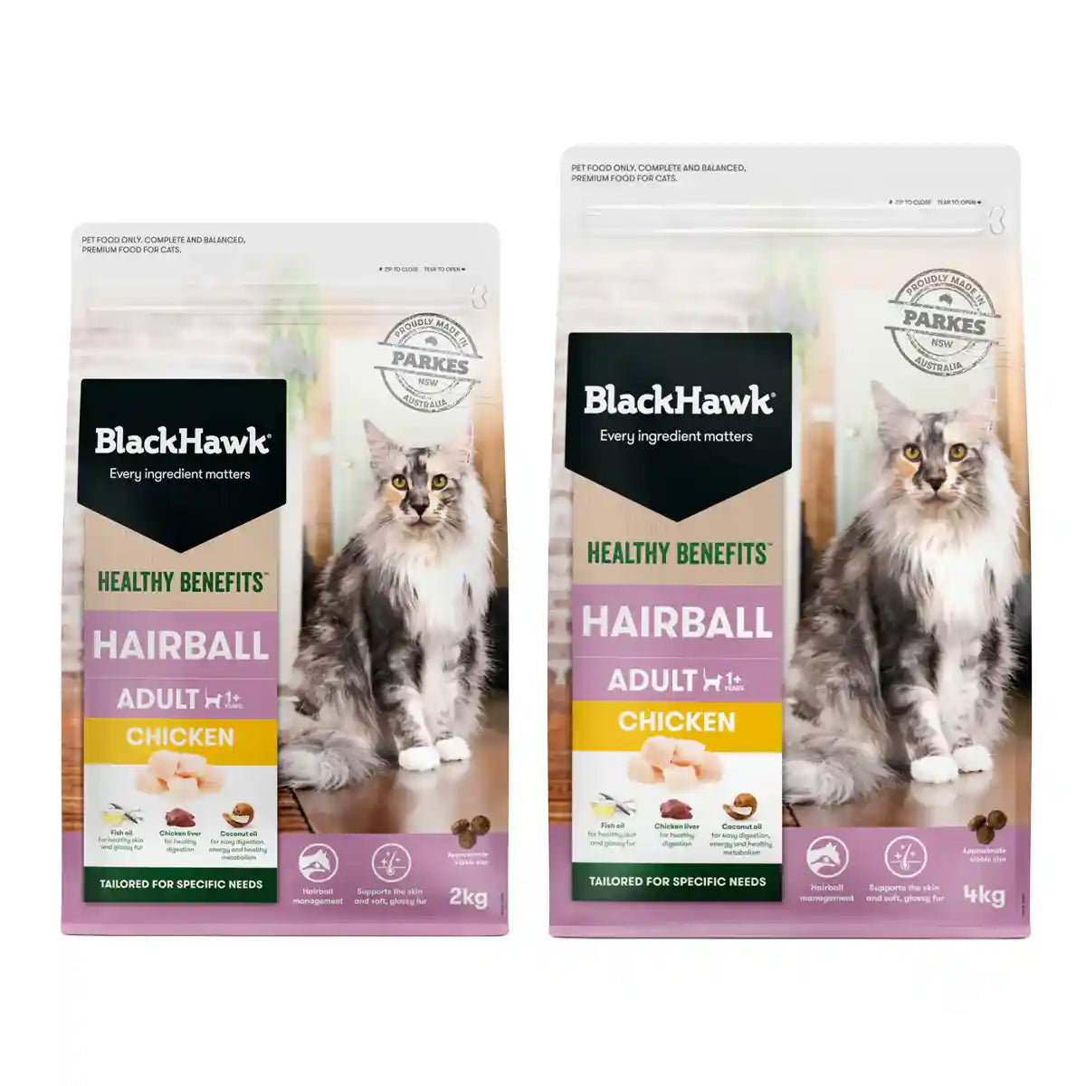 Blacck Hawk Chicken Cat Dry Food Hairball Control Formula 2KG/4KG