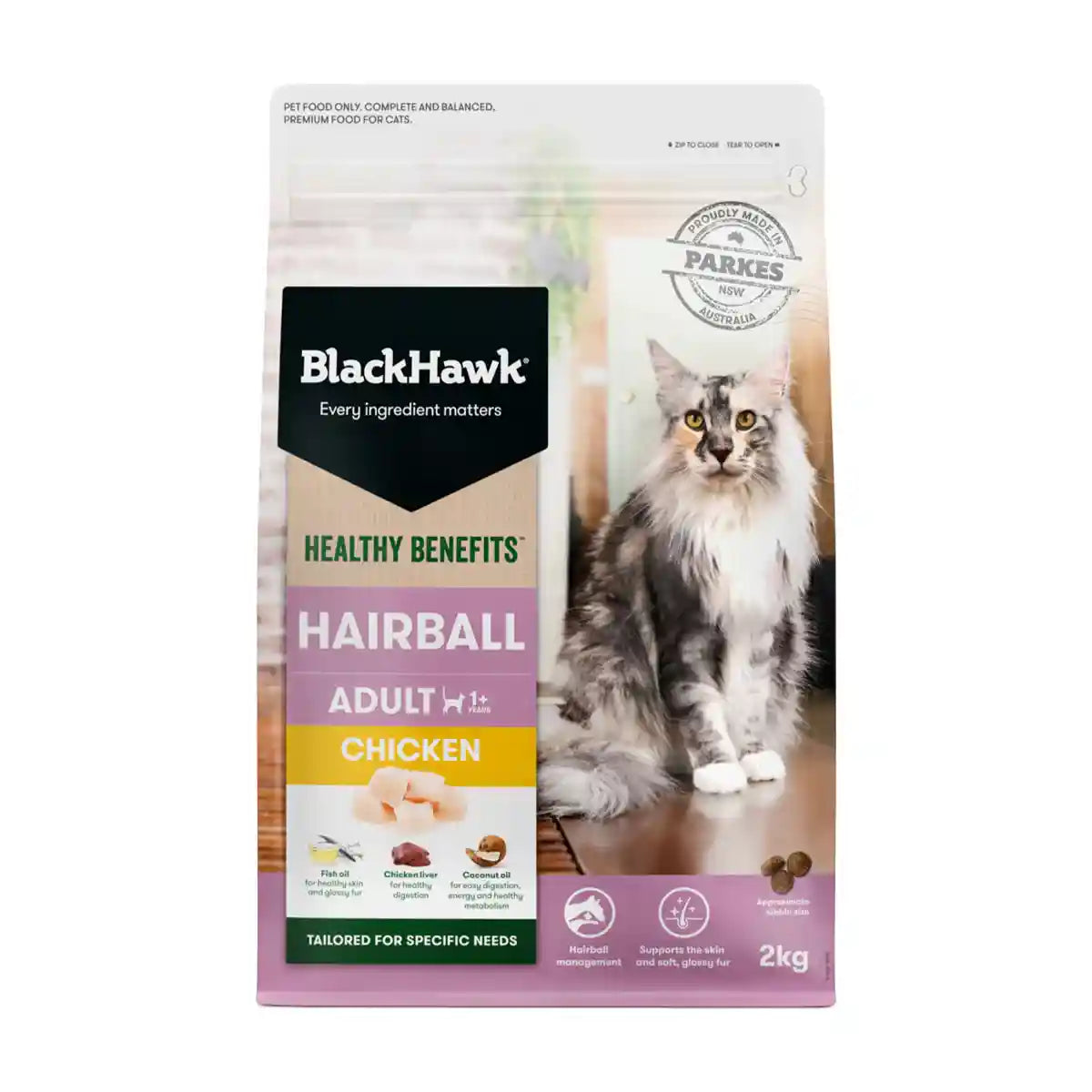 Blacck Hawk Chicken Cat Dry Food Hairball Control Formula 2KG/4KG