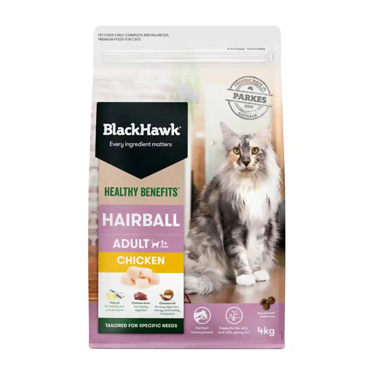 Blacck Hawk Chicken Cat Dry Food Hairball Control Formula 2KG/4KG