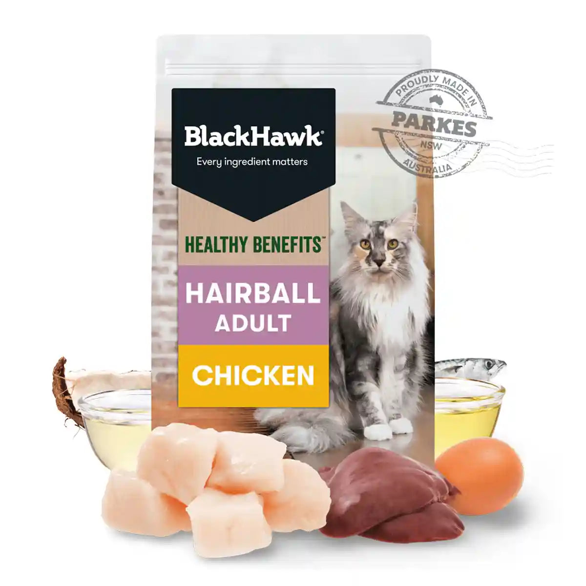 Blacck Hawk Chicken Cat Dry Food Hairball Control Formula 2KG/4KG