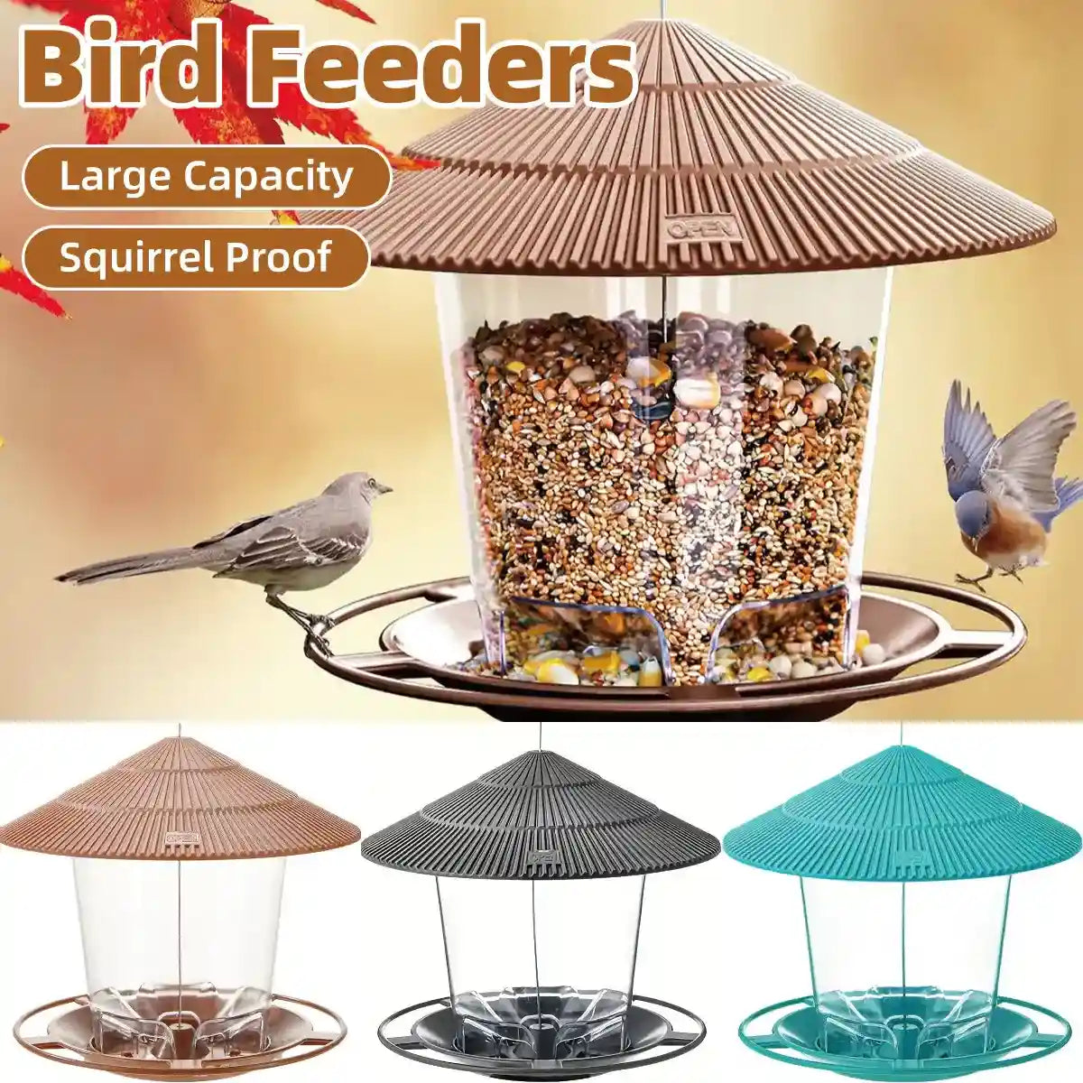 Stylish hanging bird feeder with squirrel-proof design