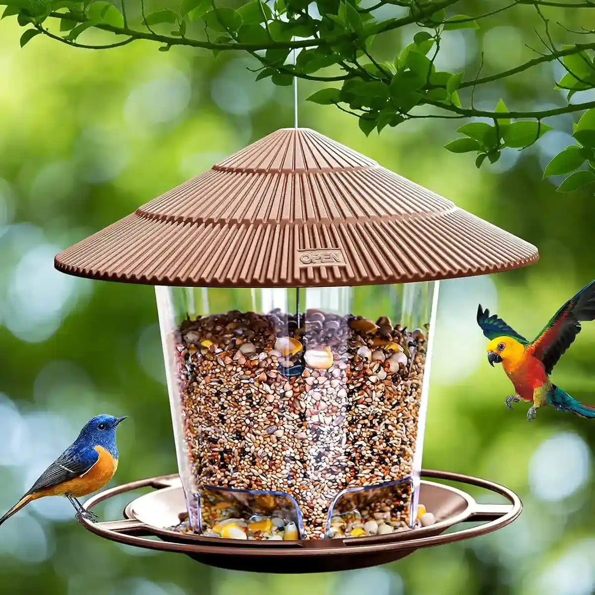 Garden Outdoor Squirrel-Proof Hanging Bird Feeder with Large Capacity