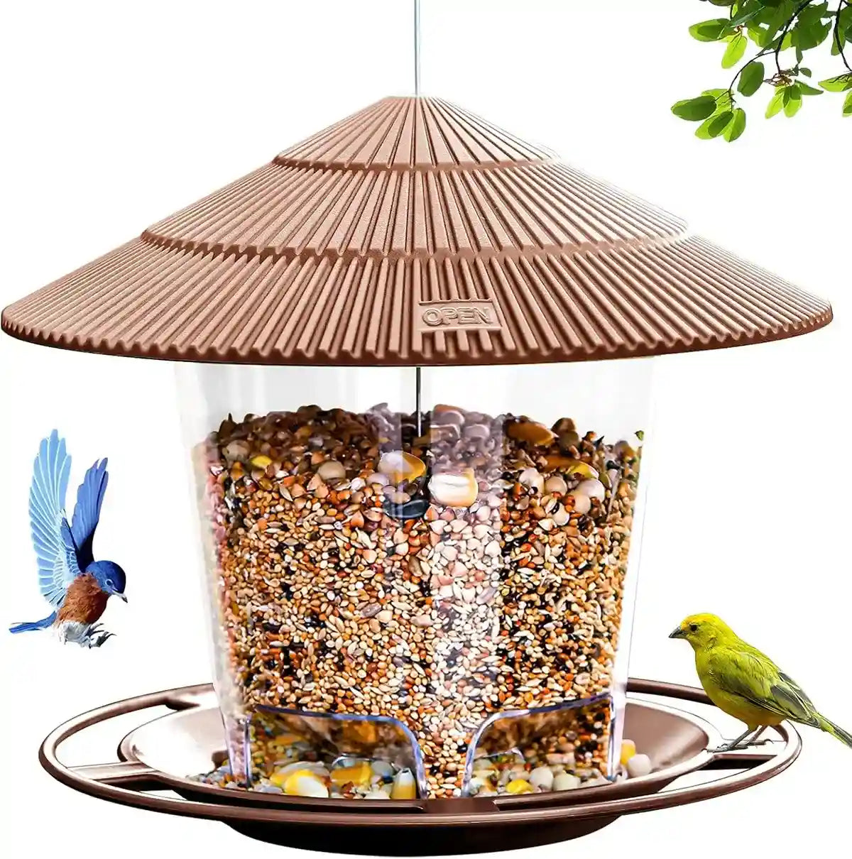 Garden Outdoor Squirrel-Proof Hanging Bird Feeder with Large Capacity