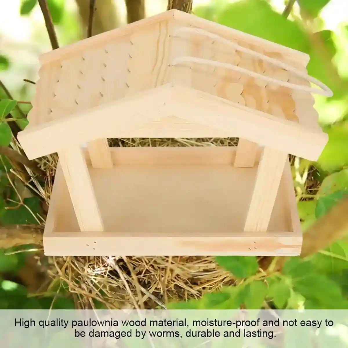 Rustic Pine Decor with Hanging Bird Houses for Garden Wildlife