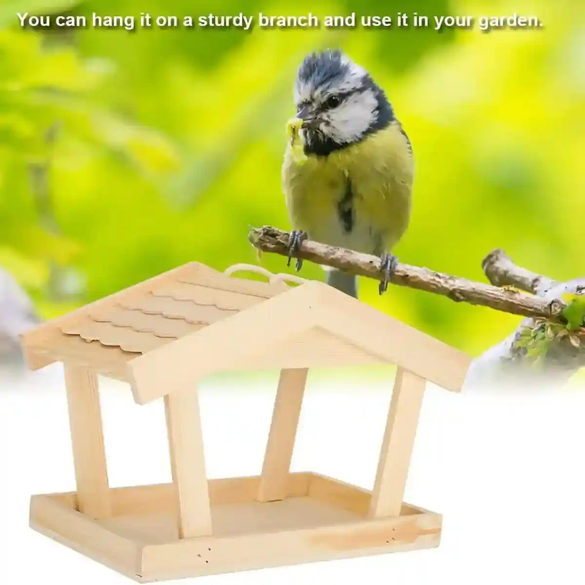 Rustic Pine Decor with Hanging Bird Houses for Garden Wildlife