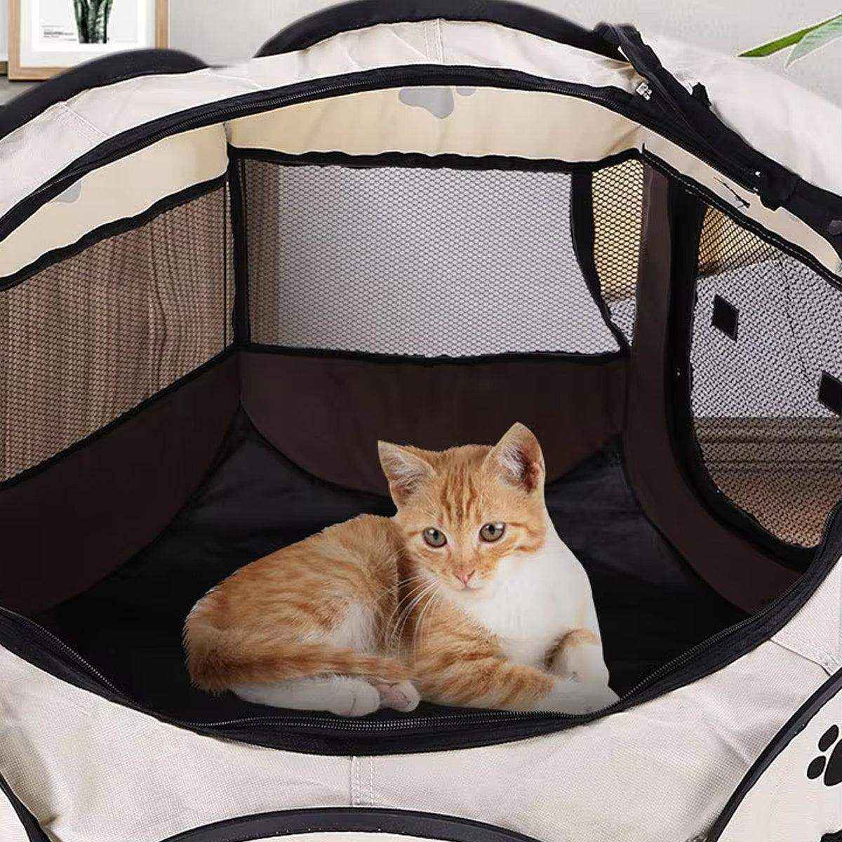 Foldable 8-Panel Pet Tent Portable Pet Playpen for Cats & Small Dogs