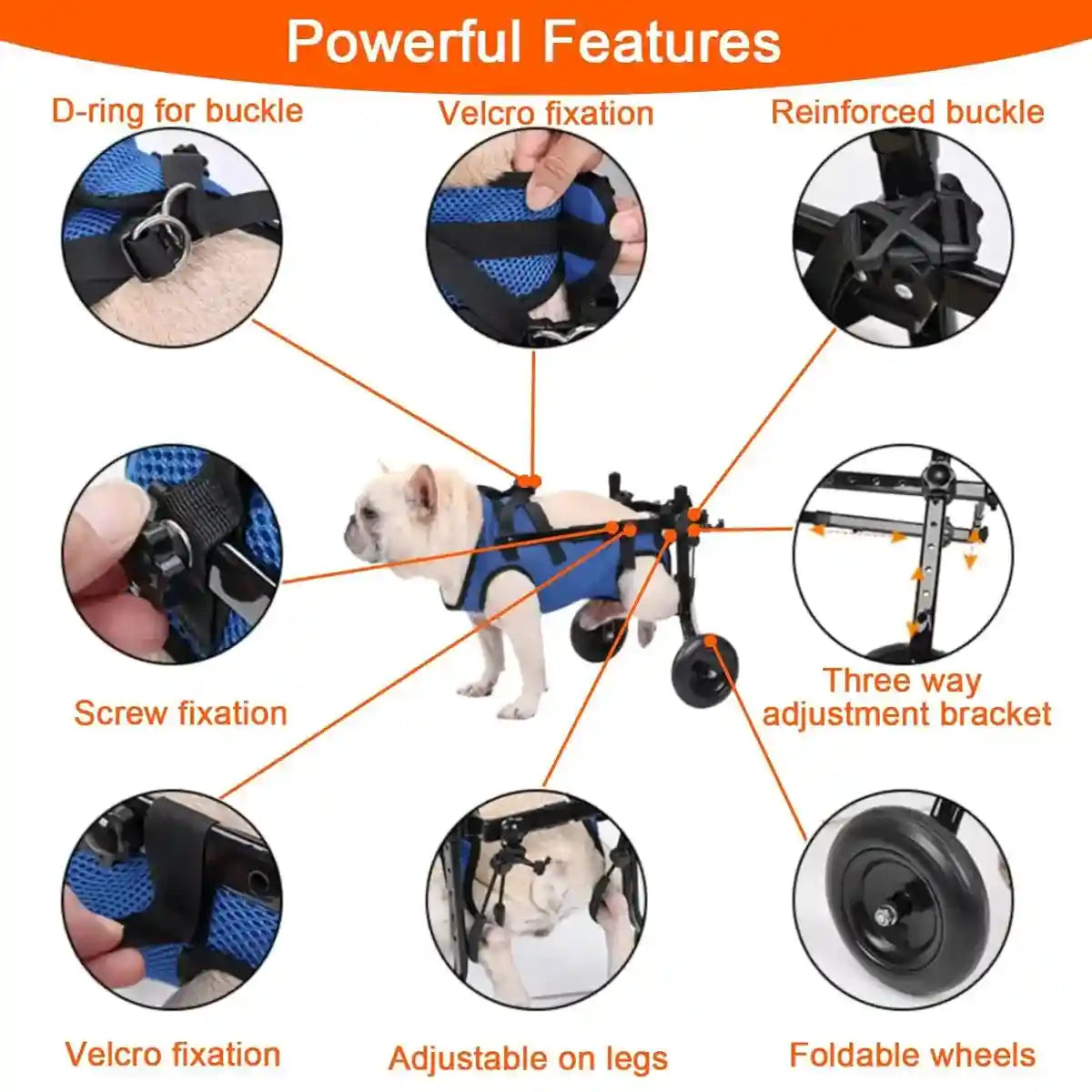 Adjustable Pet Wheelchair for Disabled Dogs and Cats (5.5–10kg)