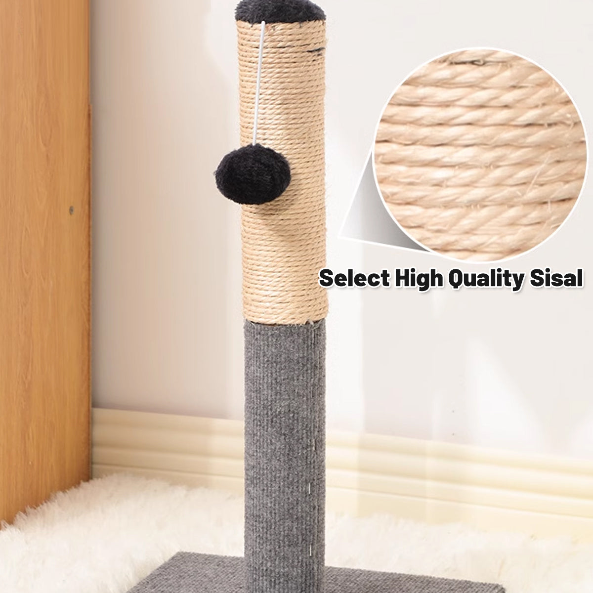 Adjustable Sisal Cat Scratching Post With Toy Ball