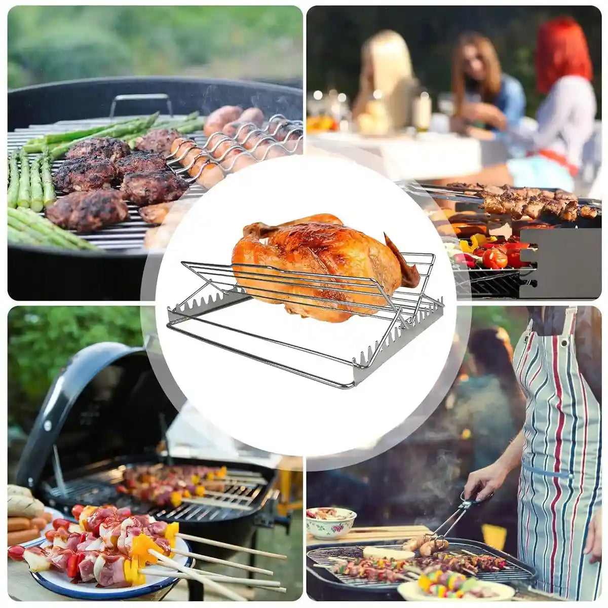 Adjustable Stainless Steel Roast Rack Foldable BBQ Holder