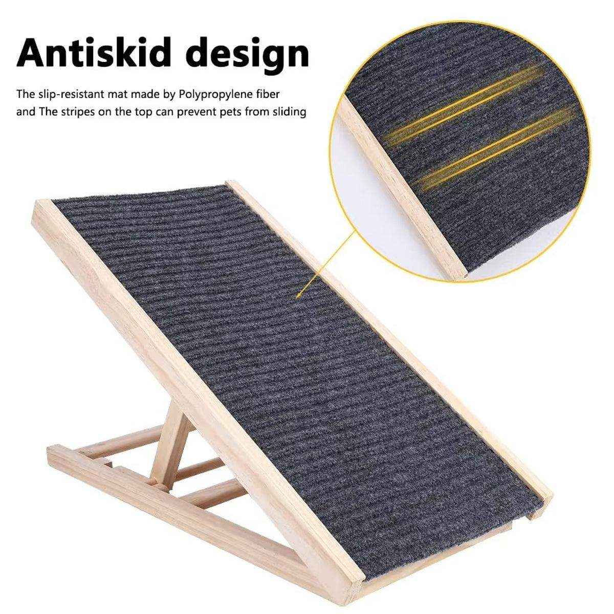 Adjustable Dog Ramp for Small Dogs Wooden Ramp with Non-Slip Surface