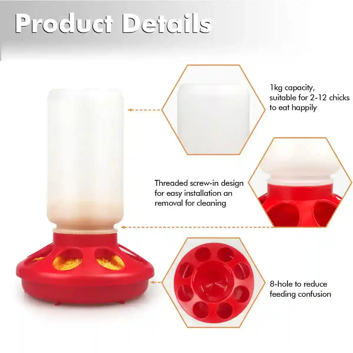 Space-Saving Chick Waterer Set with Adjustable Poultry Feeder