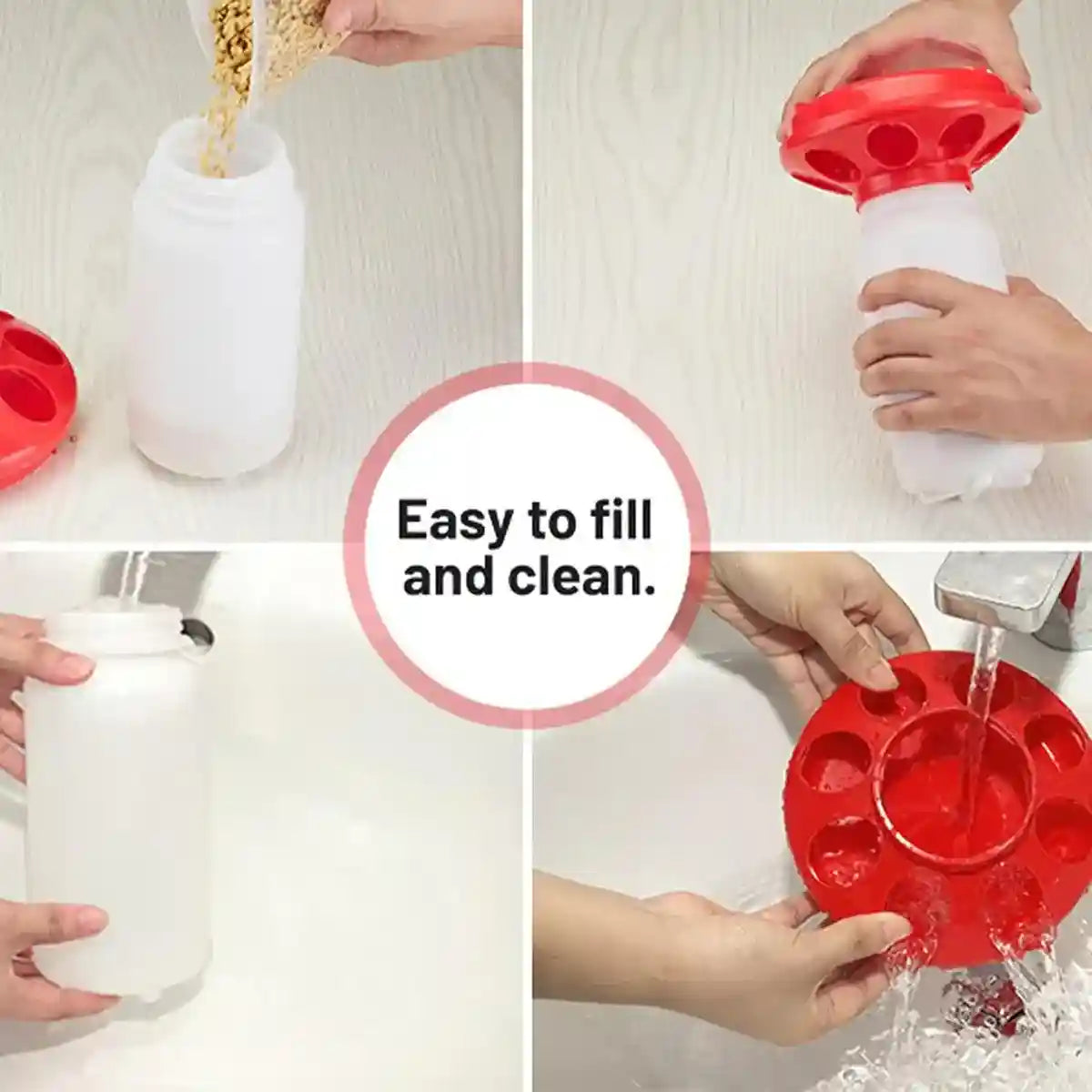 Space-Saving Chick Waterer Set with Adjustable Poultry Feeder