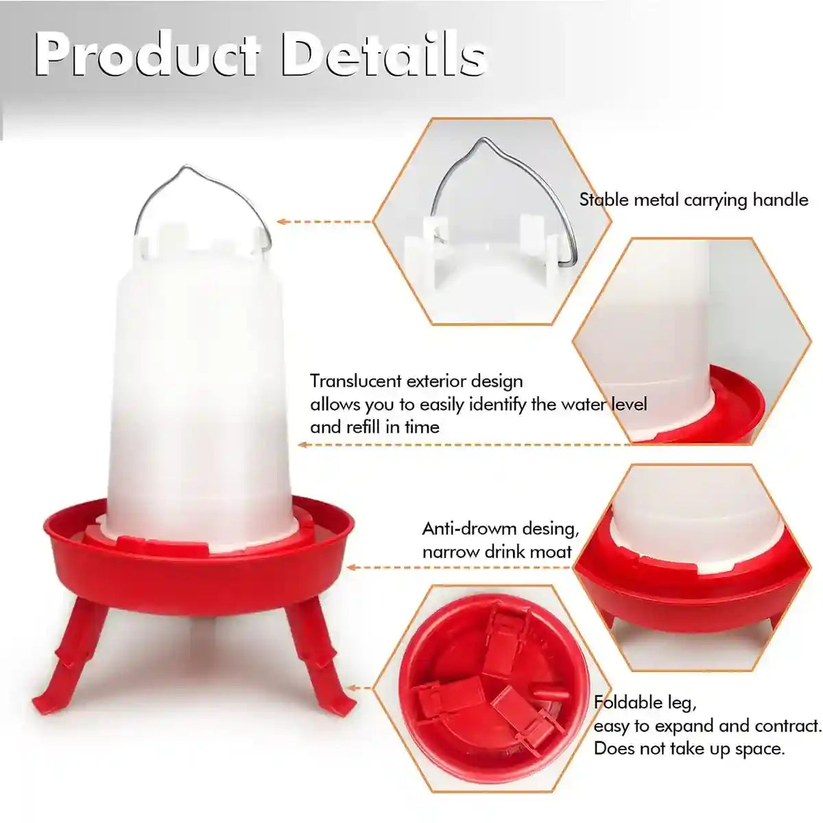 Space-Saving Chick Waterer Set with Adjustable Poultry Feeder