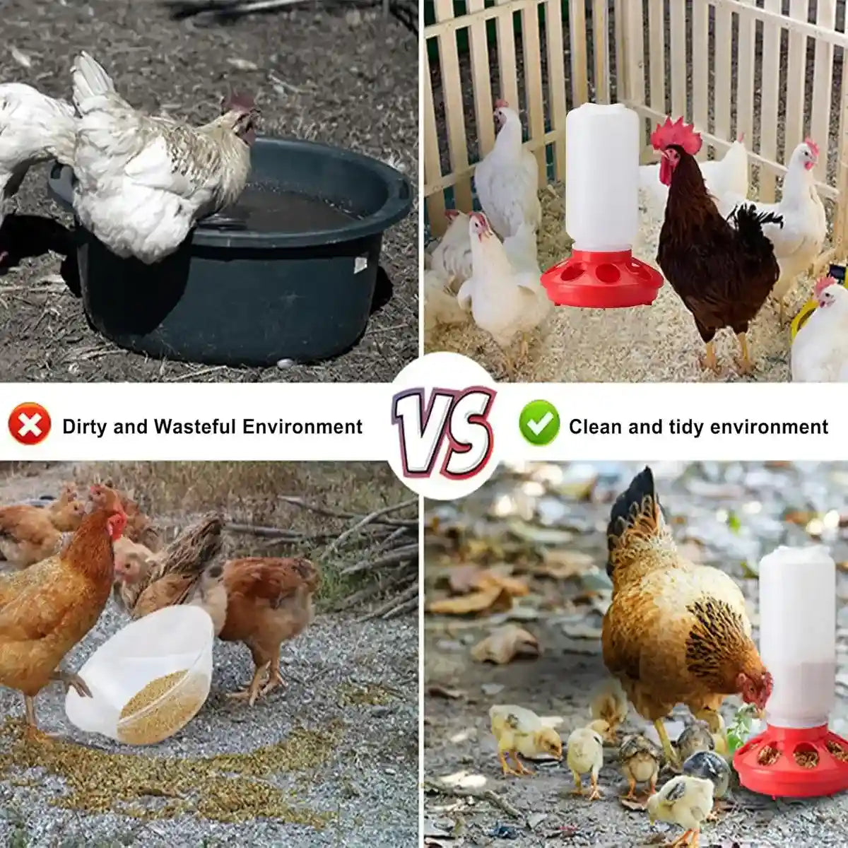 Space-Saving Chick Waterer Set with Adjustable Poultry Feeder