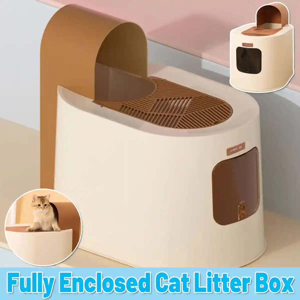 Fully Enclosed Cat Litter Box with Top Entry & Drawer Design