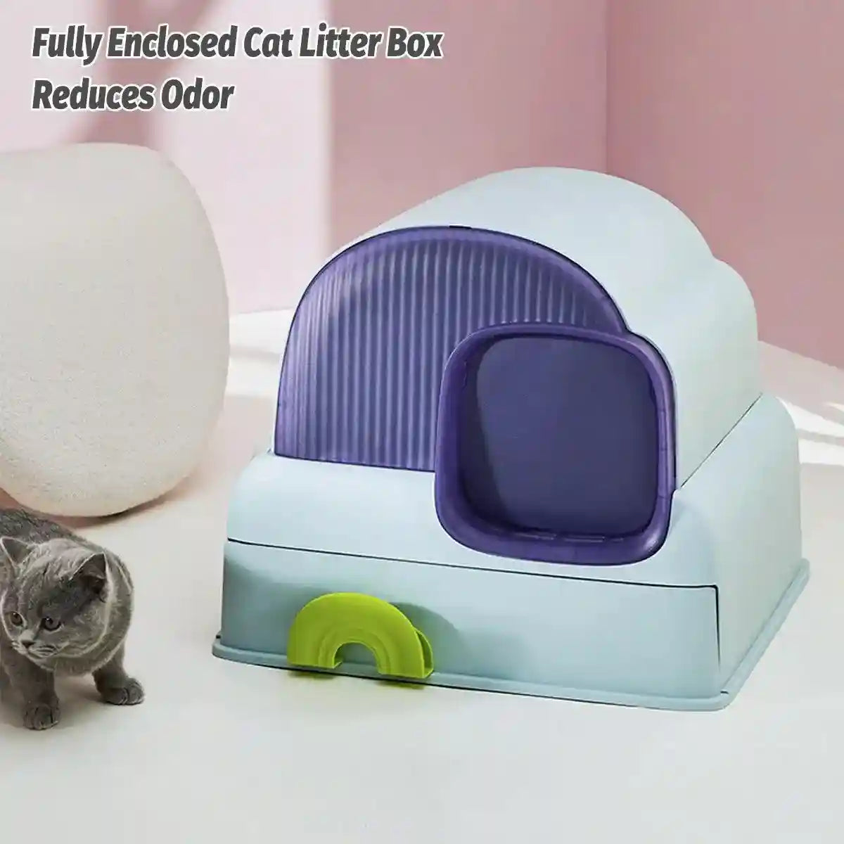 Foldable Cloud-Style Cat Toilet with Enclosed Cat Litter Box Design