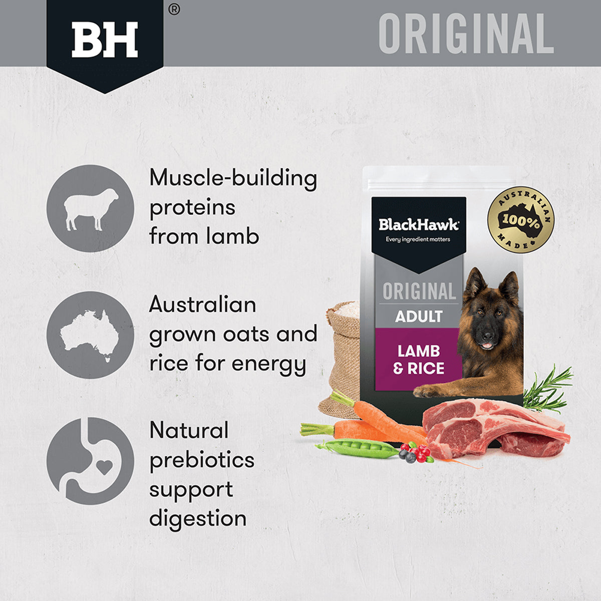 Black Hawk Dog Food Adult Lamb and Rice 3KG High Quality Premium Nutrition