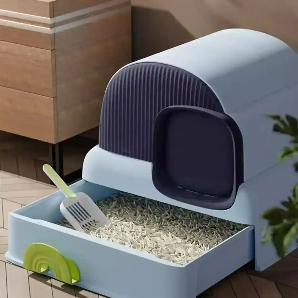 Foldable Cloud-Style Cat Toilet with Enclosed Cat Litter Box Design