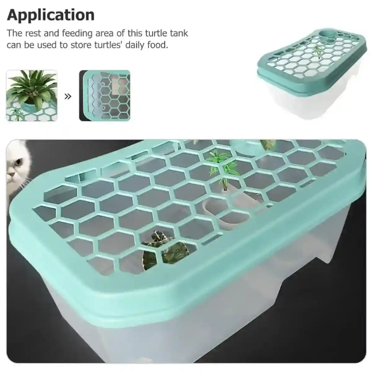 Breathable Turtle Tank Habitat with Basking Platform for Small Turtles