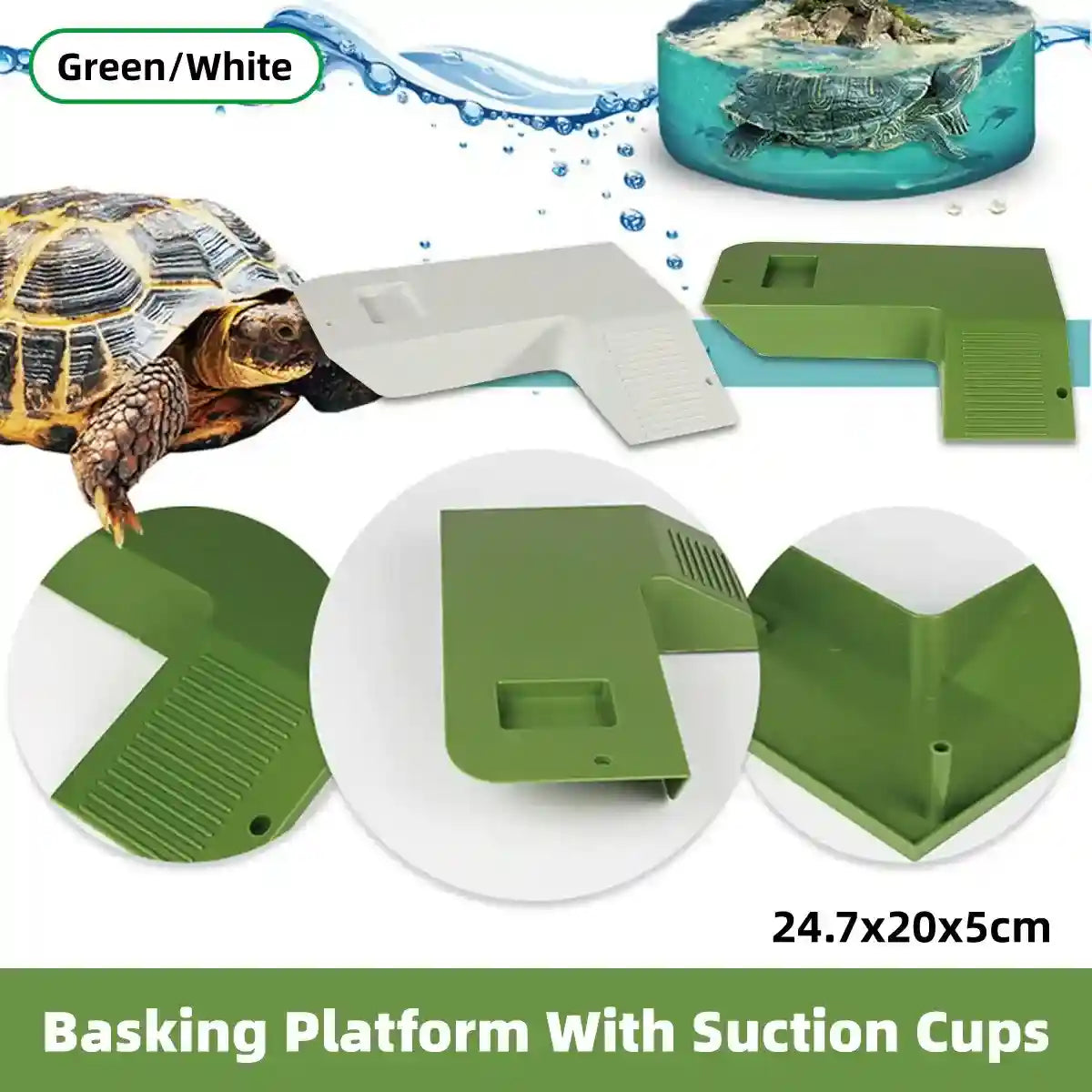 Turtle Basking Platform with Ramp and Suction Cups