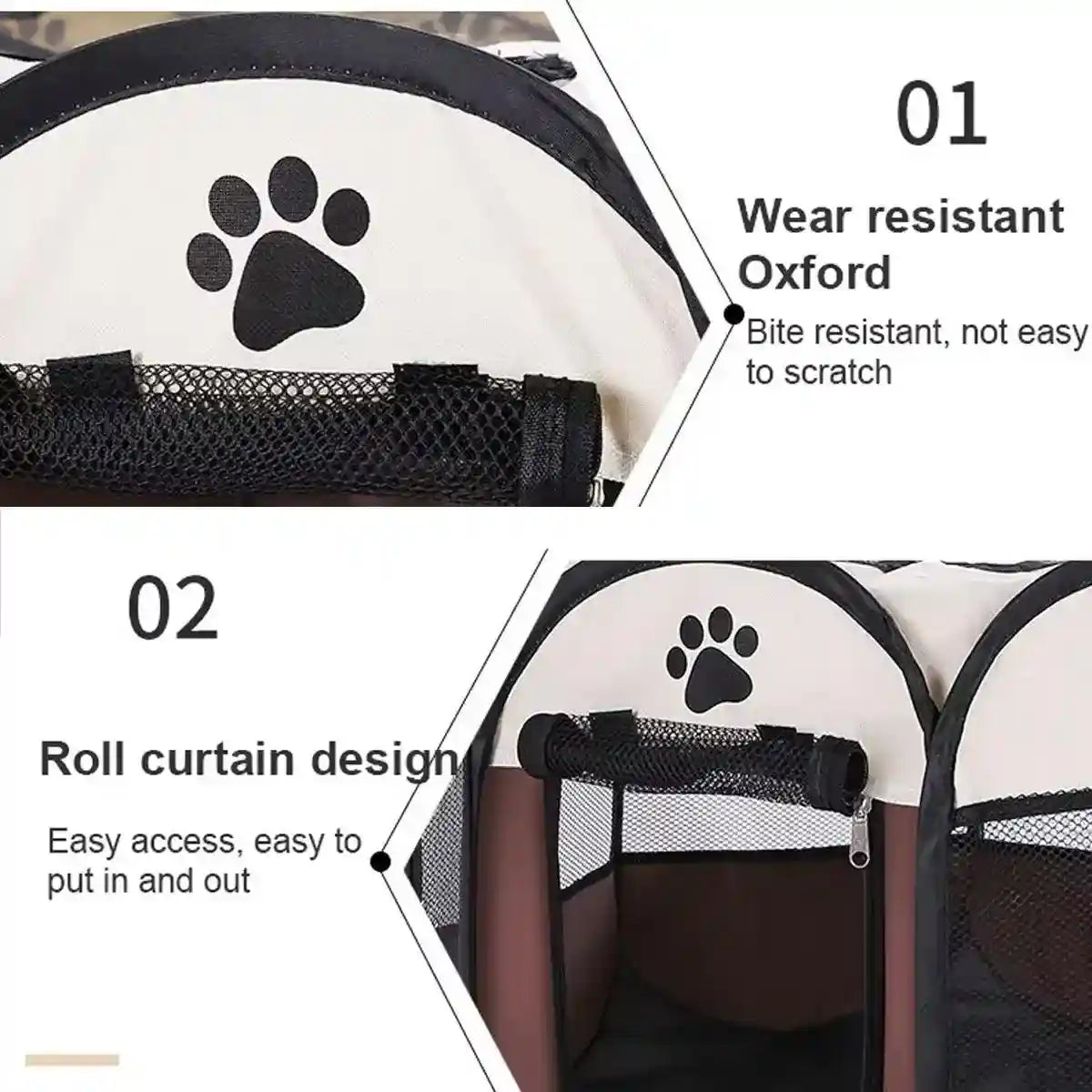 Foldable 8-Panel Pet Tent Portable Pet Playpen for Cats & Small Dogs