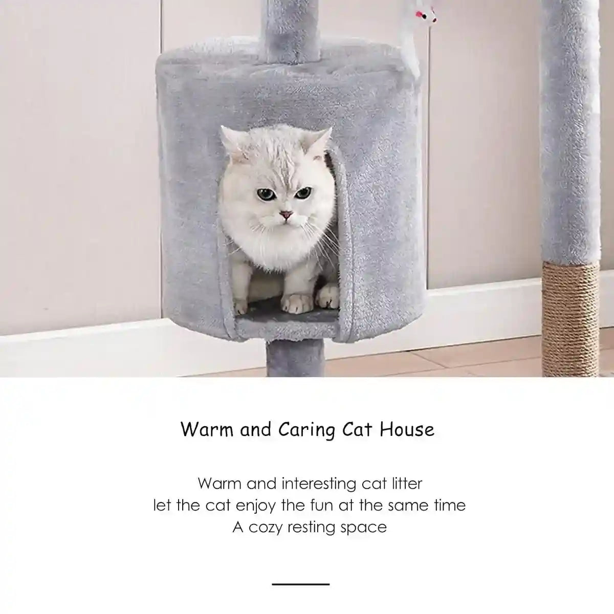 Multi-Level Cat Climbing Frame with Condo and Sisal Scratching Post