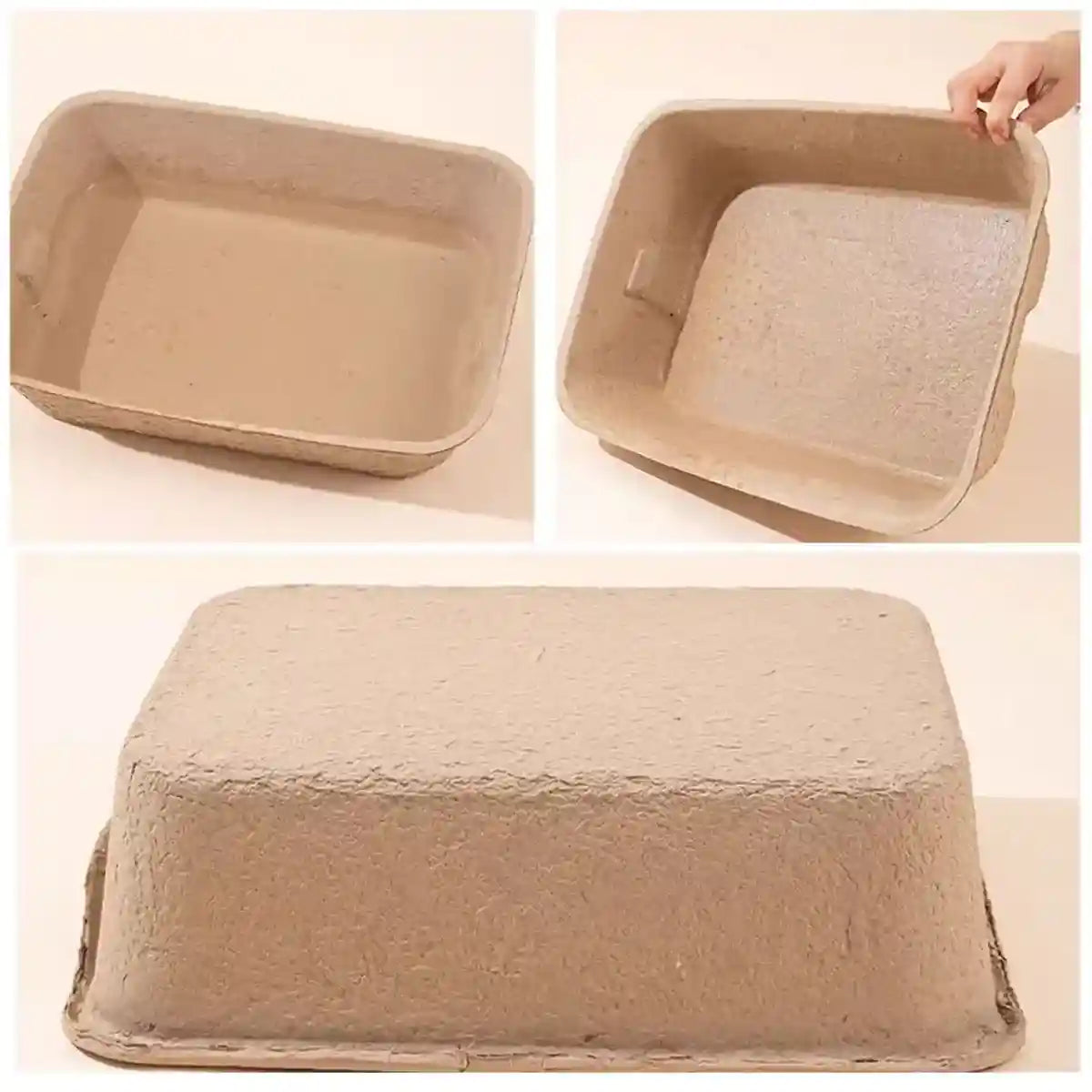 10PCS Disposable Cat Litter Boxes Biodegradable Pulp with U-Shape Entry