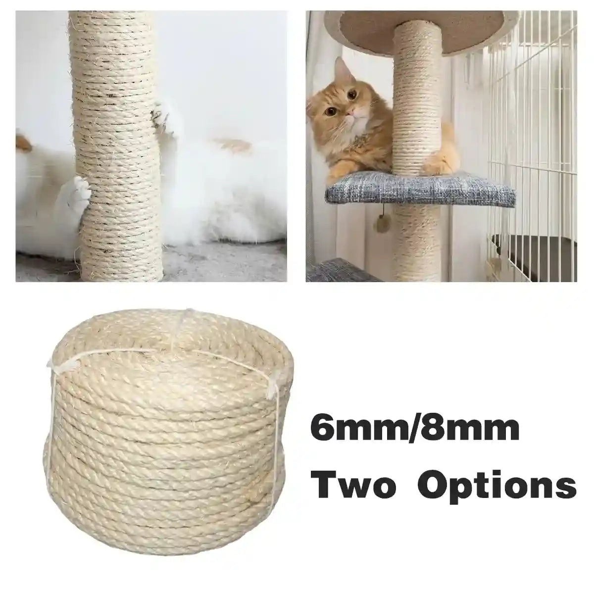Natural Sisal Hemp Rope for Cat Scratching Crafts & Garden DIY