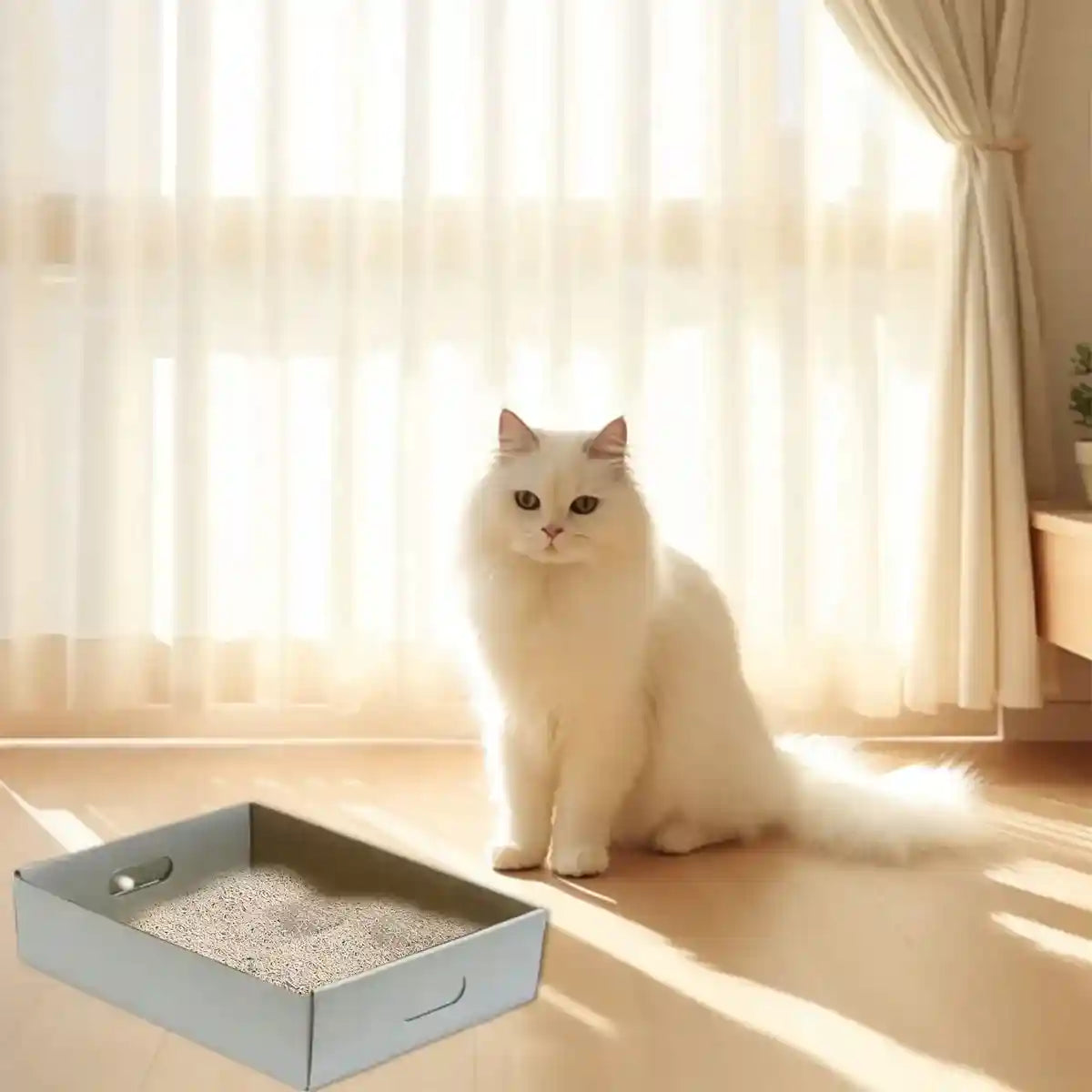 5PCS Foldable Disposable Cat Litter Boxes Waterproof Cardboard Design