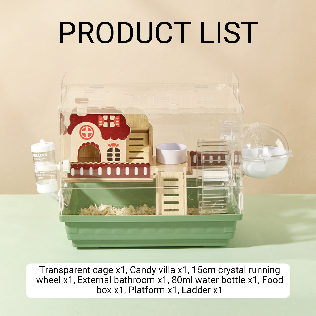 Acrylic Hamster Cage With Wheel And Accessories