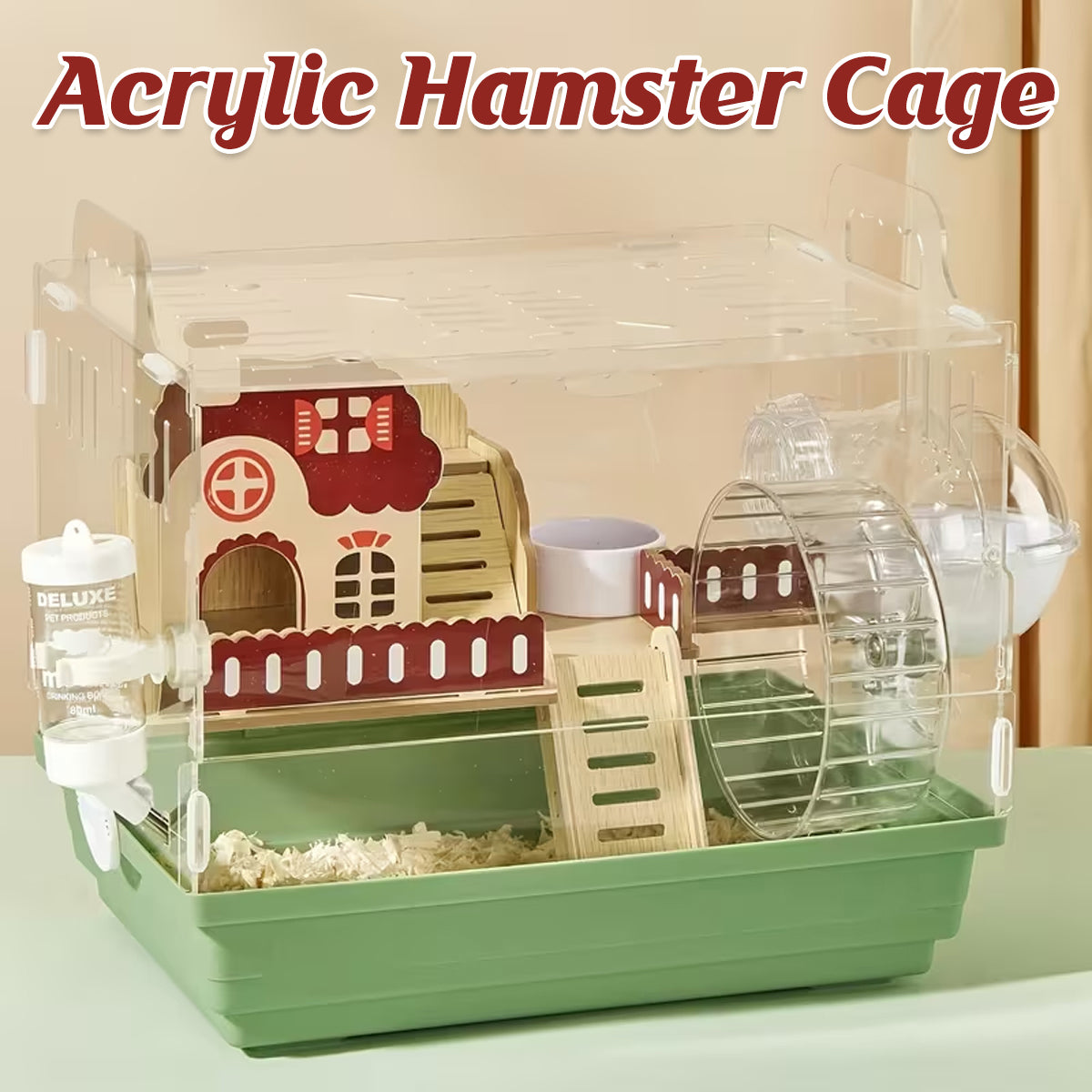 Acrylic Hamster Cage With Wheel And Accessories
