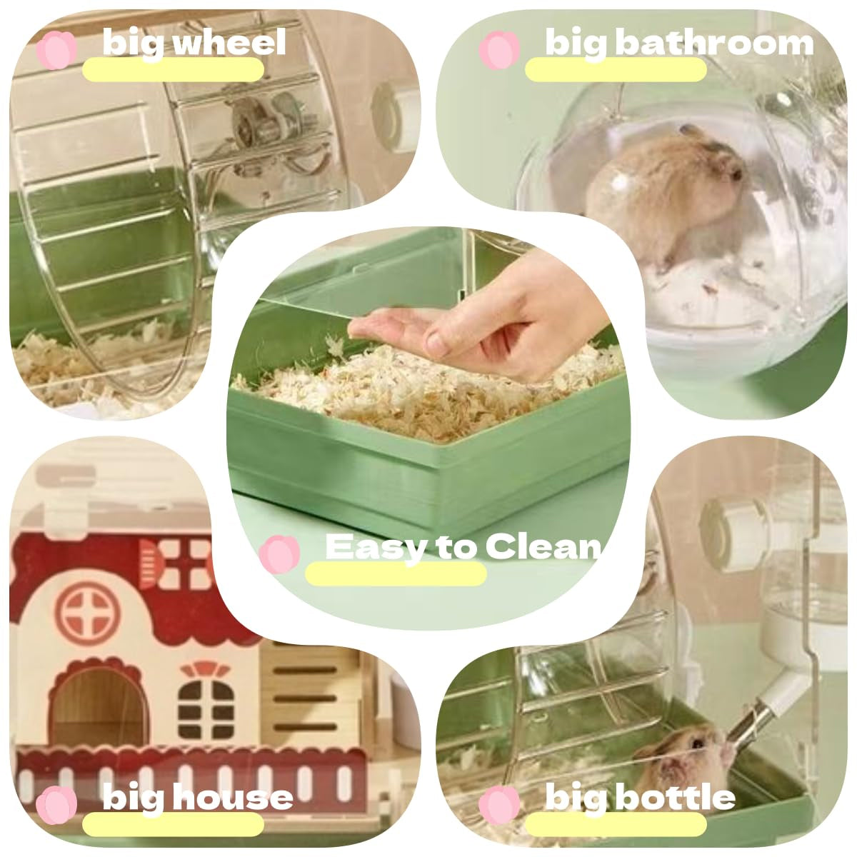 Acrylic Hamster Cage With Wheel And Accessories