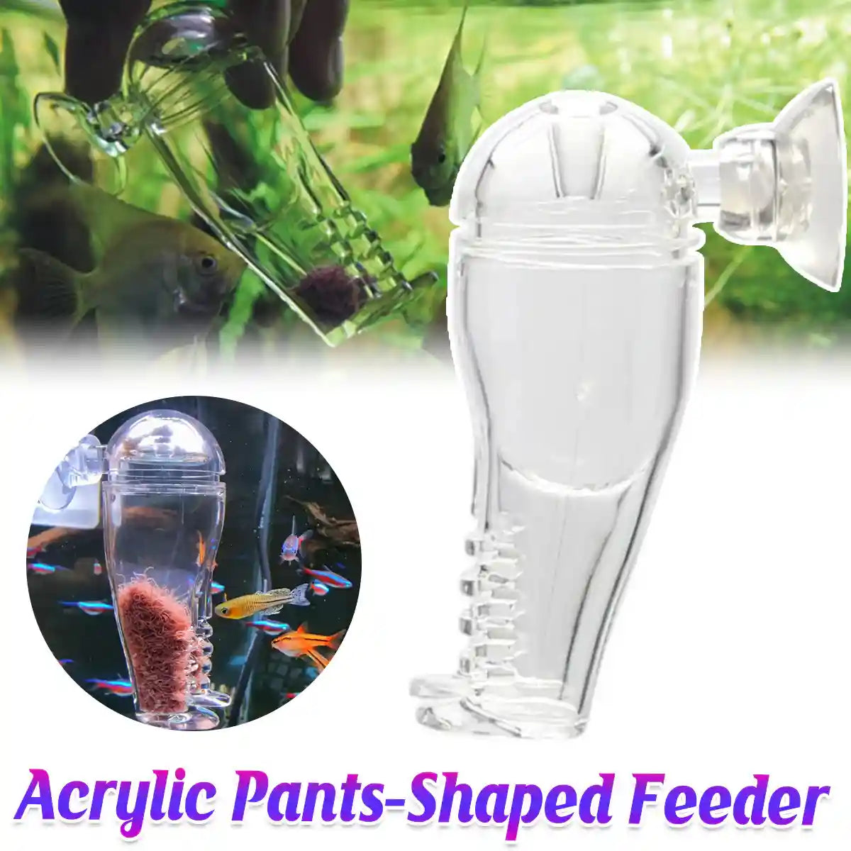 Acrylic Pants-Shaped Feeder for Fish Aquarium Live Food Feeder
